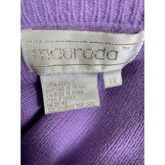 Vintage Lavender Plus Size Sweater Dress, Short Sleeves Mauroda 1x - Picture 7 of 8